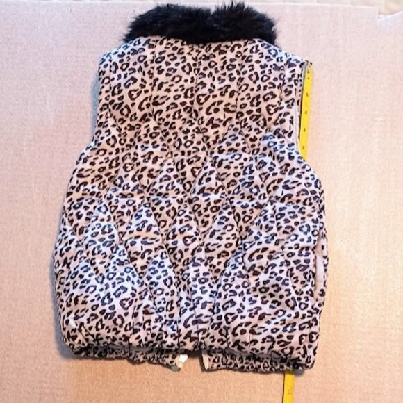 FLAPDOODLES girls NEW puffed leopard vest size 6 gray, black, pink w/black fur - Picture 4 of 11